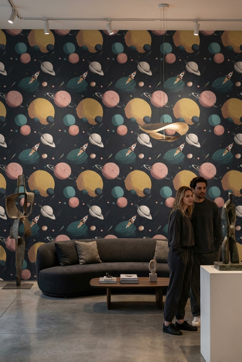 Space Wallpaper Planets Removable Rockets Wall Mural