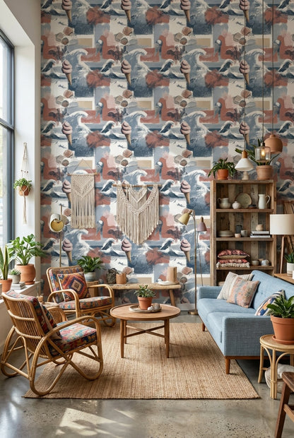 Coastal Wallpaper Ice Cream Seashells Decorative Mural