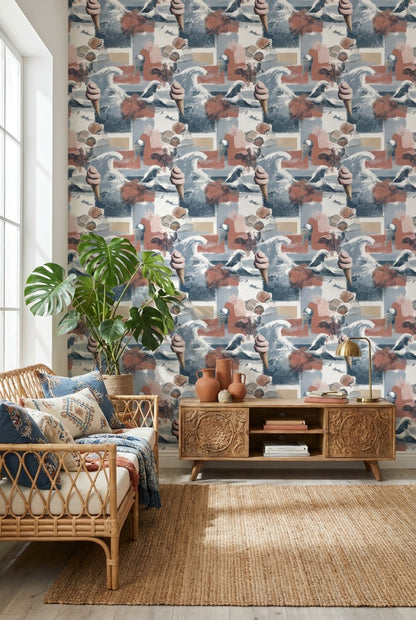 Coastal Wallpaper Ice Cream Seashells Decorative Mural