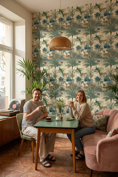 Shades Of Green Wallpaper Tropical Vintage Wall Mural