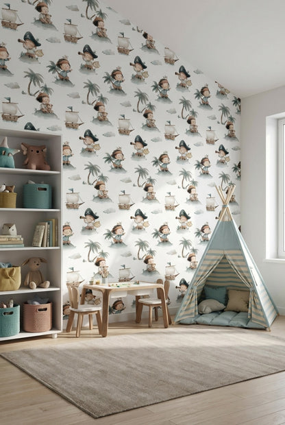 Pirate Adventure Wallpaper Cartoon Children Decorative Mural