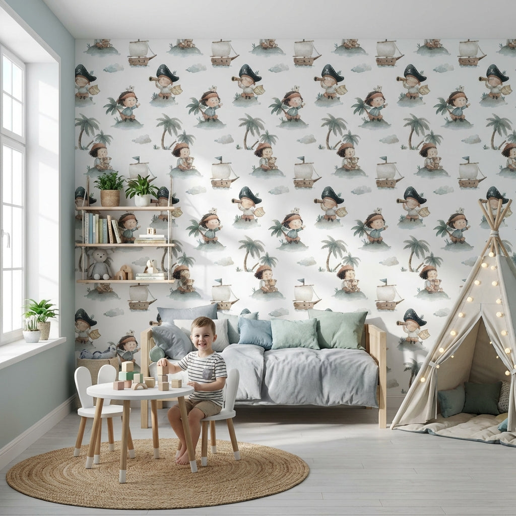 Pirate Adventure Wallpaper Cartoon Children Decorative Mural