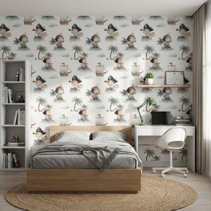 Pirate Adventure Wallpaper Cartoon Children Decorative Mural