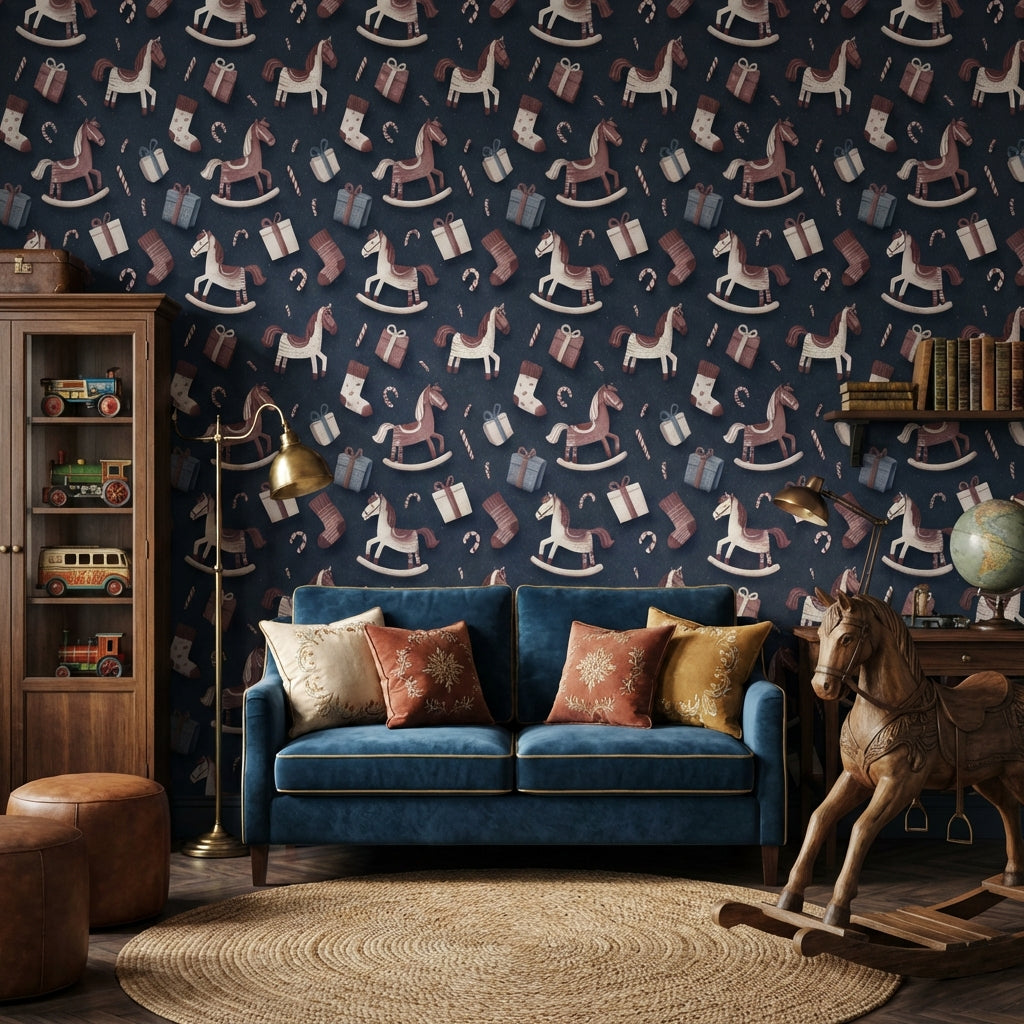 Rocking Horse Wallpaper Gifts Candy Cane Decorative Mural