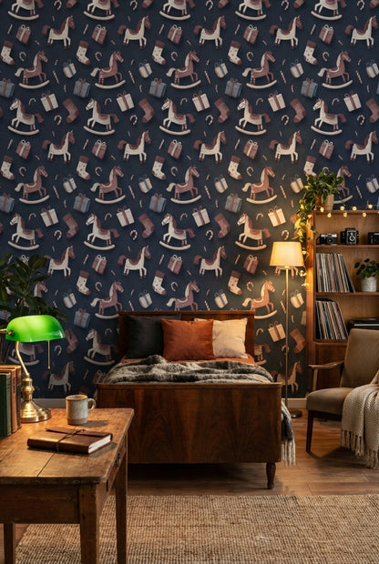 Rocking Horse Wallpaper Gifts Candy Cane Decorative Mural
