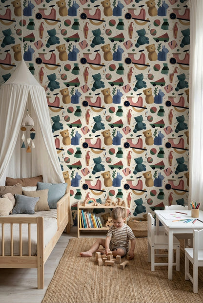 Toys Wallpaper Abstract Playful Decorative Mural
