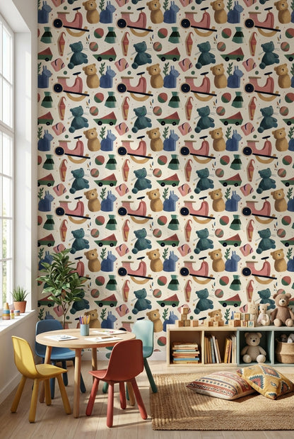 Toys Wallpaper Abstract Playful Decorative Mural