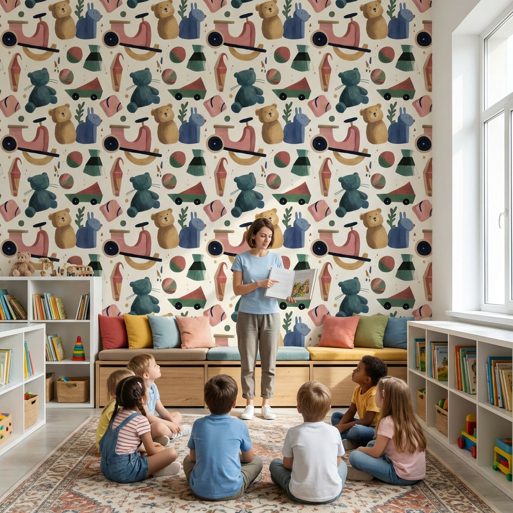 Toys Wallpaper Abstract Playful Decorative Mural