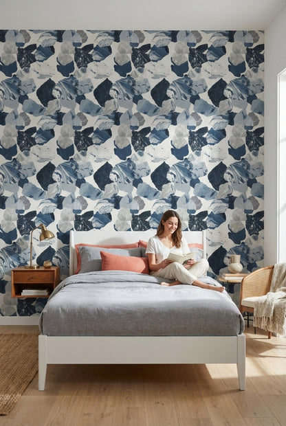 Abstract Marble Wallpaper Blue Removable Modern Wall Mural