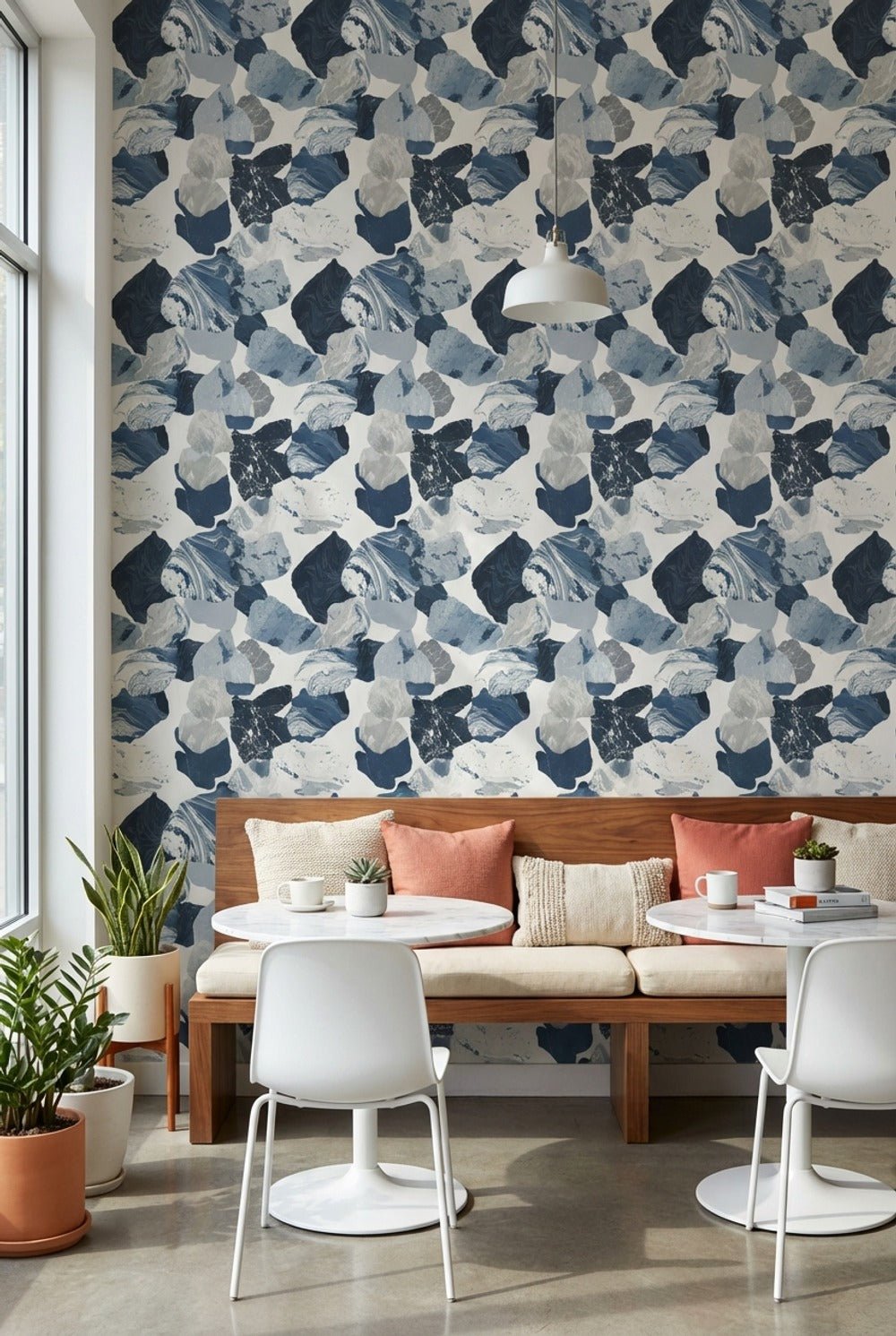 Abstract Marble Wallpaper Blue Removable Modern Wall Mural