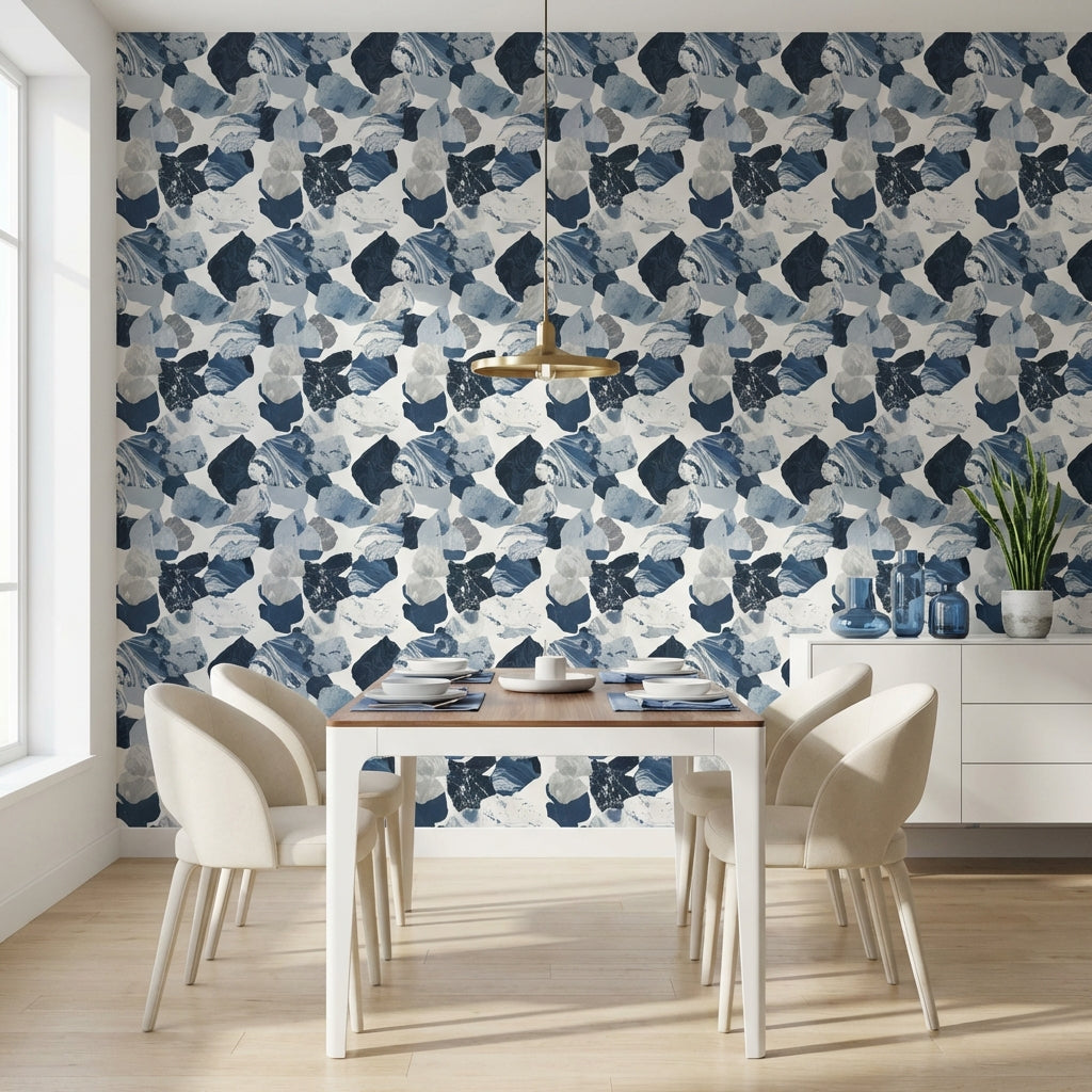 Abstract Marble Wallpaper Blue Removable Modern Wall Mural
