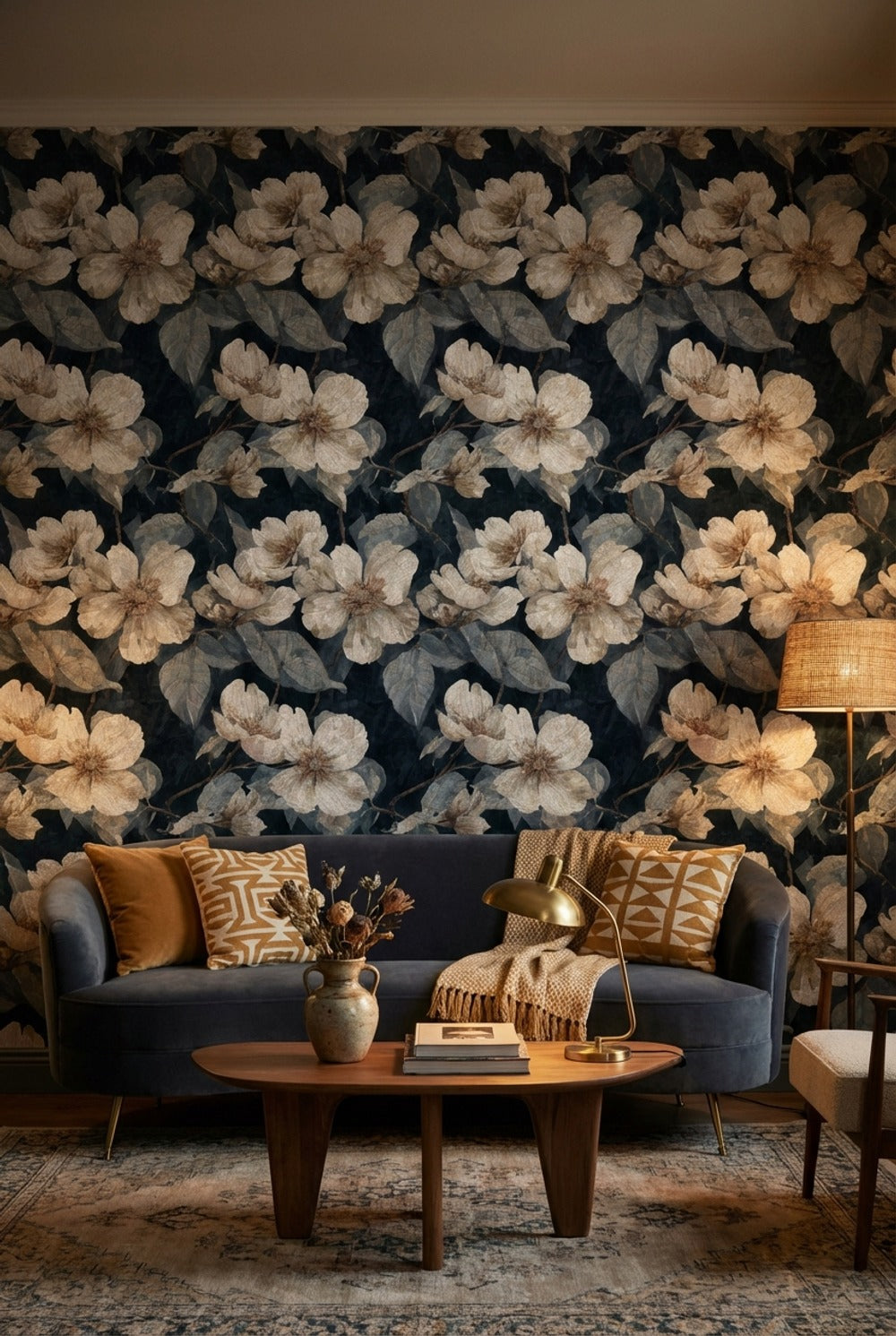 Floral Wallpaper Mosaic Removable Vintage Wall Mural