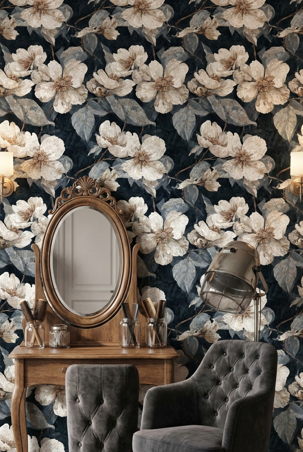 Floral Wallpaper Mosaic Removable Vintage Wall Mural