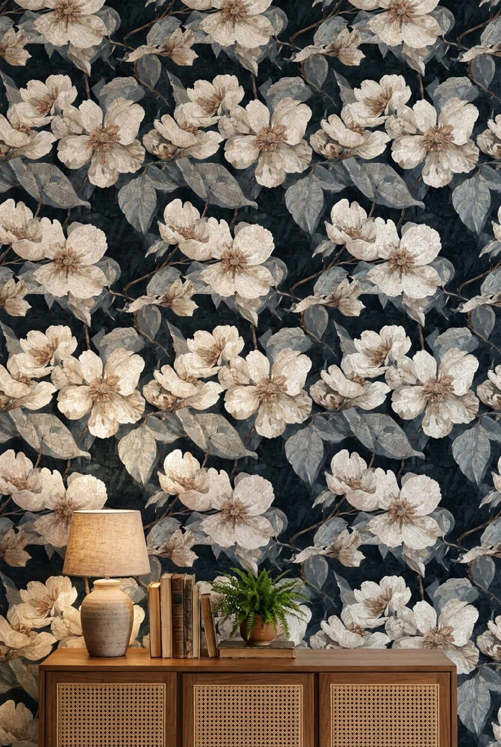 Floral Wallpaper Mosaic Removable Vintage Wall Mural