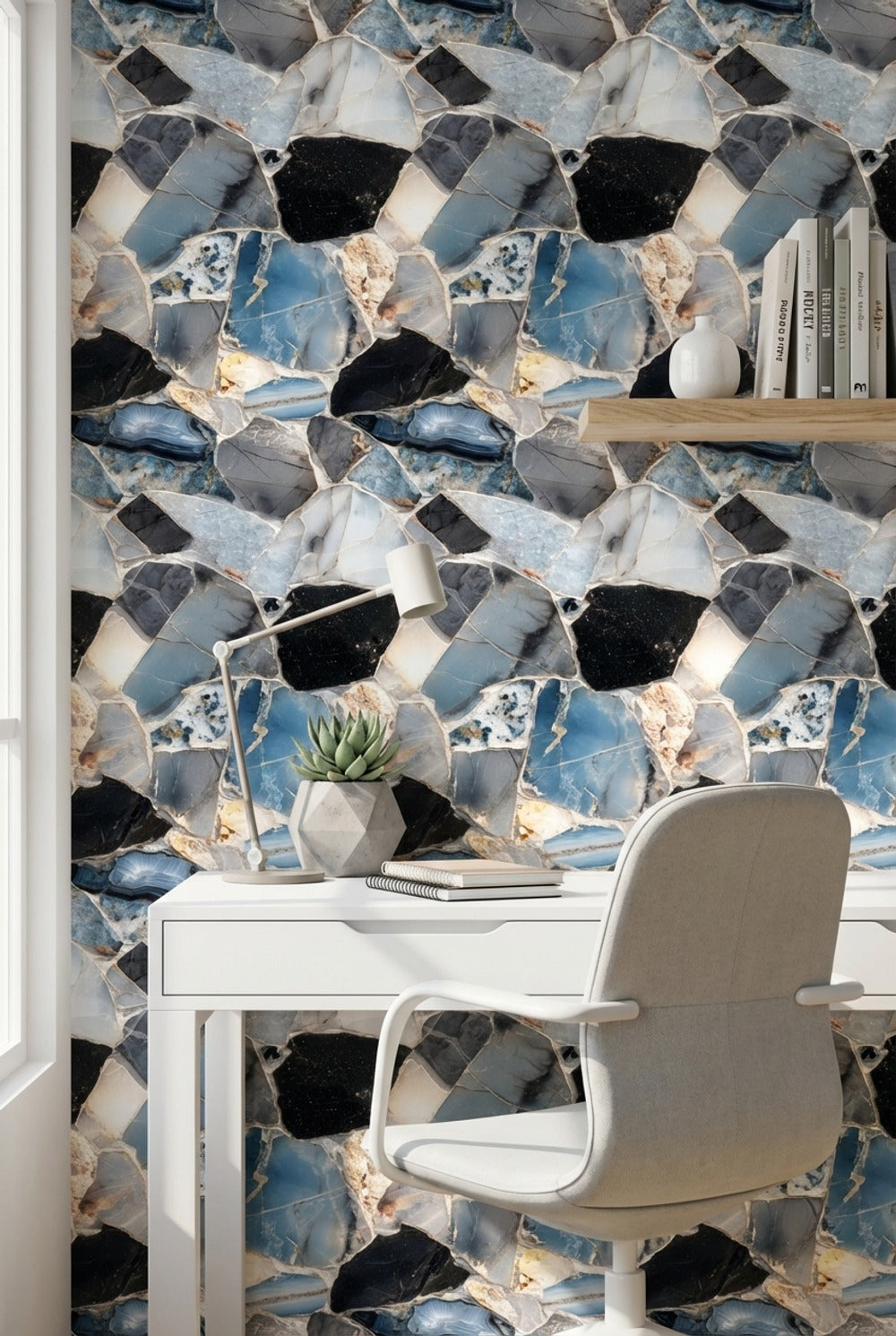 Geometric Wallpaper Marble Removable Stone Wall Mural