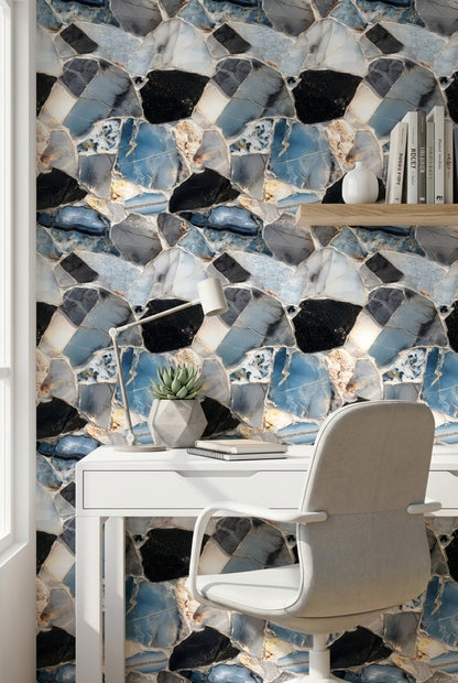 Geometric Wallpaper Marble Removable Stone Wall Mural