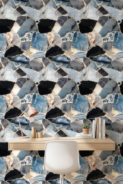 Geometric Wallpaper Marble Removable Stone Wall Mural