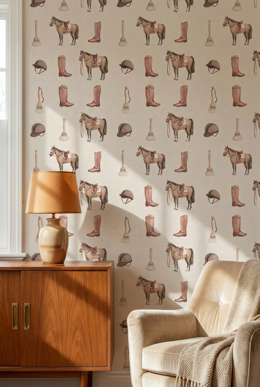 Equestrian Wallpaper Vintage Horses Removable Wall Decor