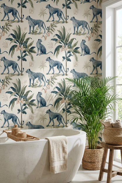 Cheetah Wallpaper Tropical Foliage Decorative Mural