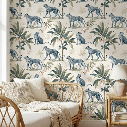 Cheetah Wallpaper Tropical Foliage Decorative Mural