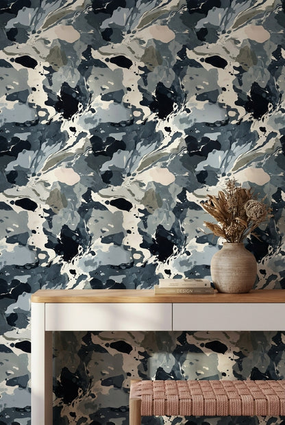 Abstract Wallpaper Marble Gray Decorative Mural