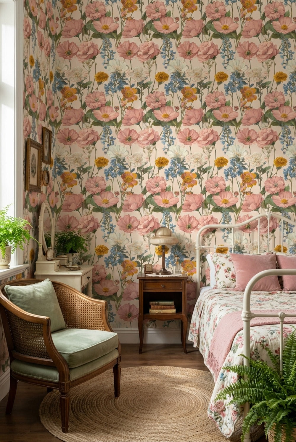 Vintage Wallpaper Floral Removable Traditional Wall Mural