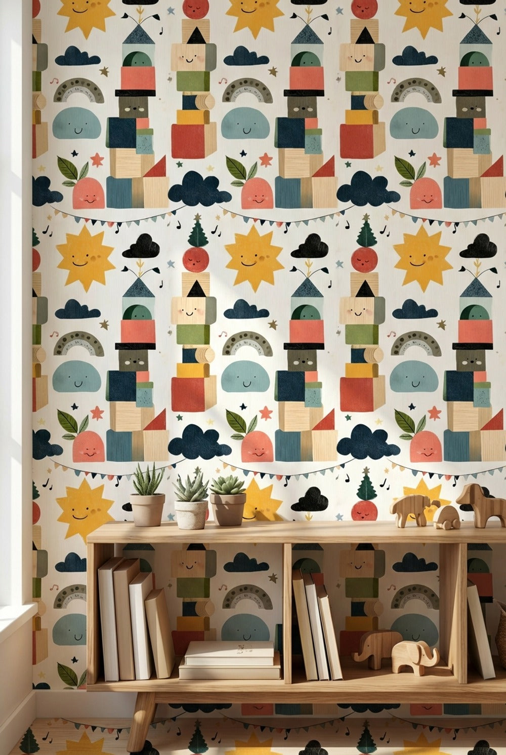 Whimsical Wallpaper Geometric Playful Decorative Mural