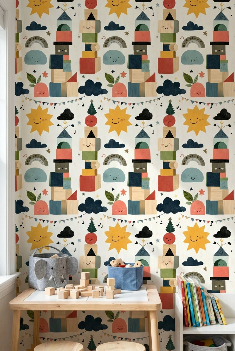 Whimsical Wallpaper Geometric Playful Decorative Mural