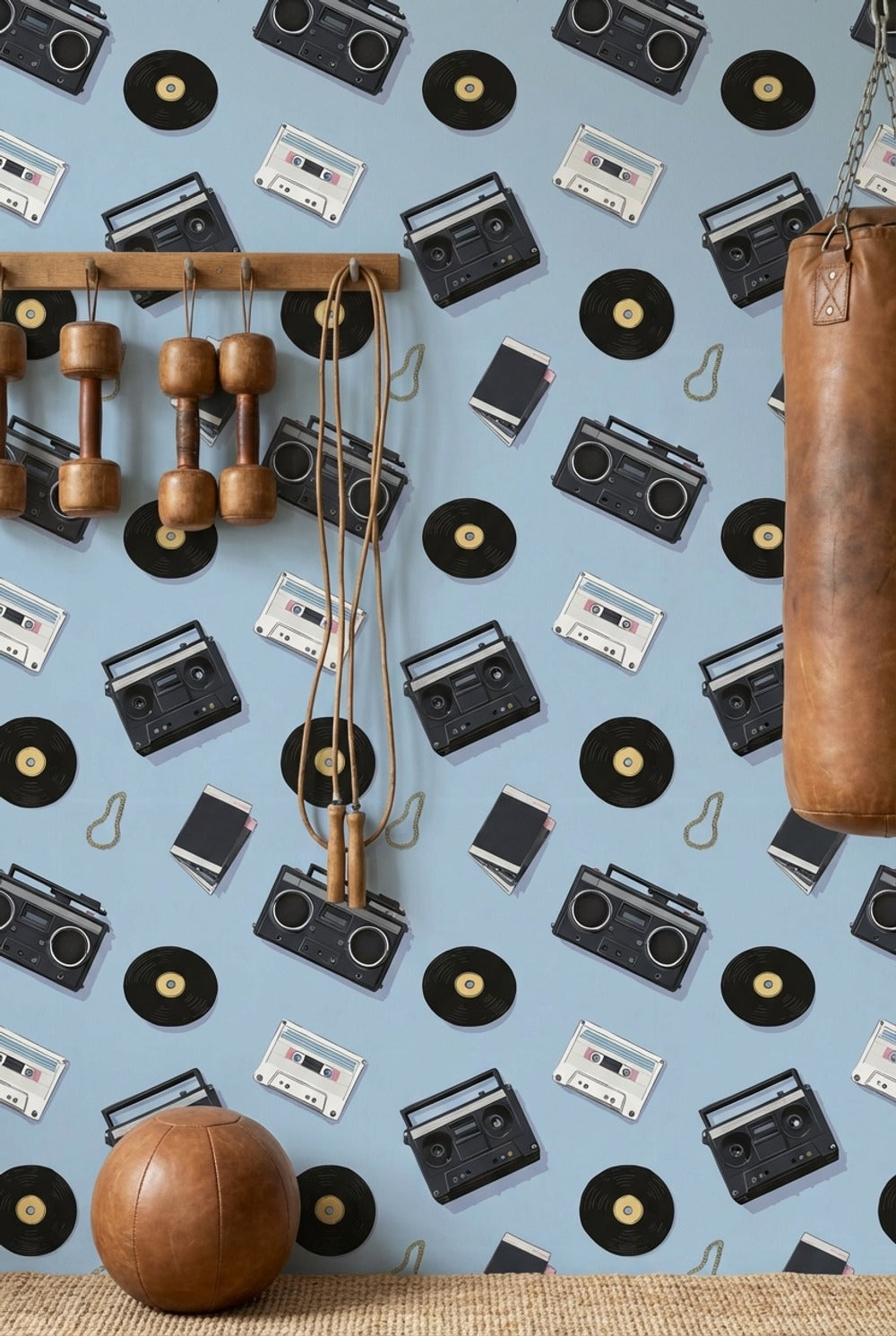 Retro Music Wallpaper Vinyl Cassette Decorative Mural