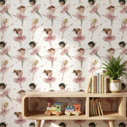 Ballerinas Wallpaper Pink Removable Whimsical Wall Mural