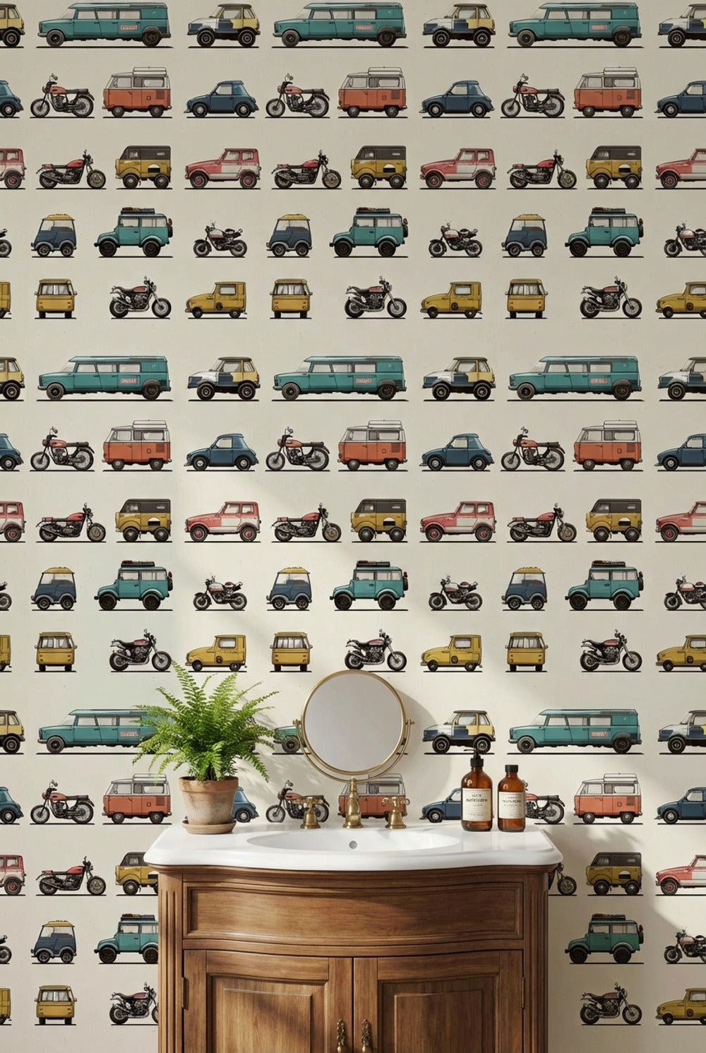 Vintage Wallpaper Vehicles Retro Wall Mural