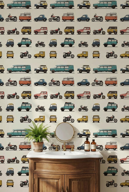 Vintage Wallpaper Vehicles Retro Wall Mural