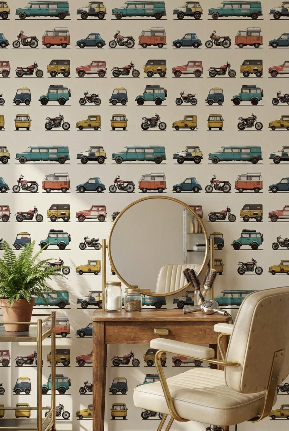 Vintage Wallpaper Vehicles Retro Wall Mural
