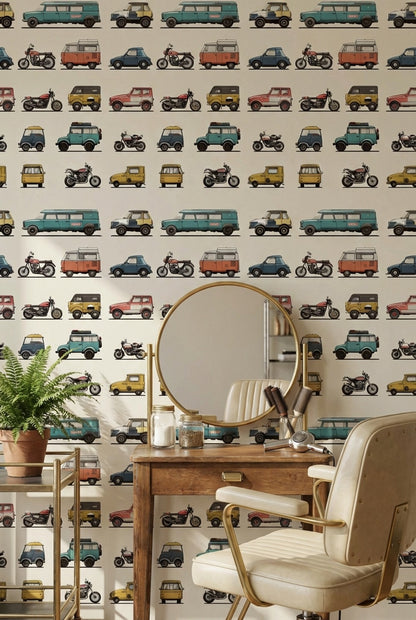 Vintage Wallpaper Vehicles Retro Wall Mural