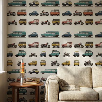 Vintage Wallpaper Vehicles Retro Wall Mural