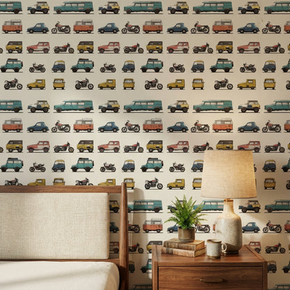 Vintage Wallpaper Vehicles Retro Wall Mural