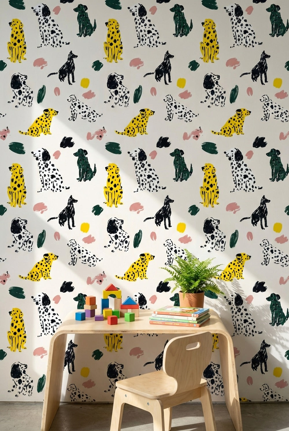 Dogs Wallpaper Abstract Vibrant Decorative Mural