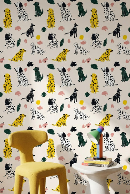Dogs Wallpaper Abstract Vibrant Decorative Mural