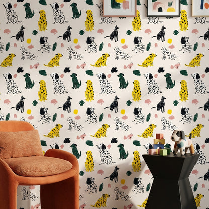 Dogs Wallpaper Abstract Vibrant Decorative Mural