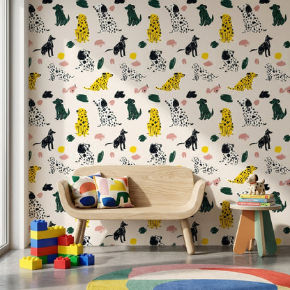Dogs Wallpaper Abstract Vibrant Decorative Mural