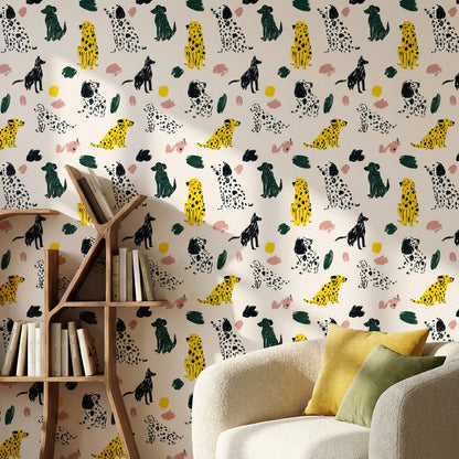 Dogs Wallpaper Abstract Vibrant Decorative Mural