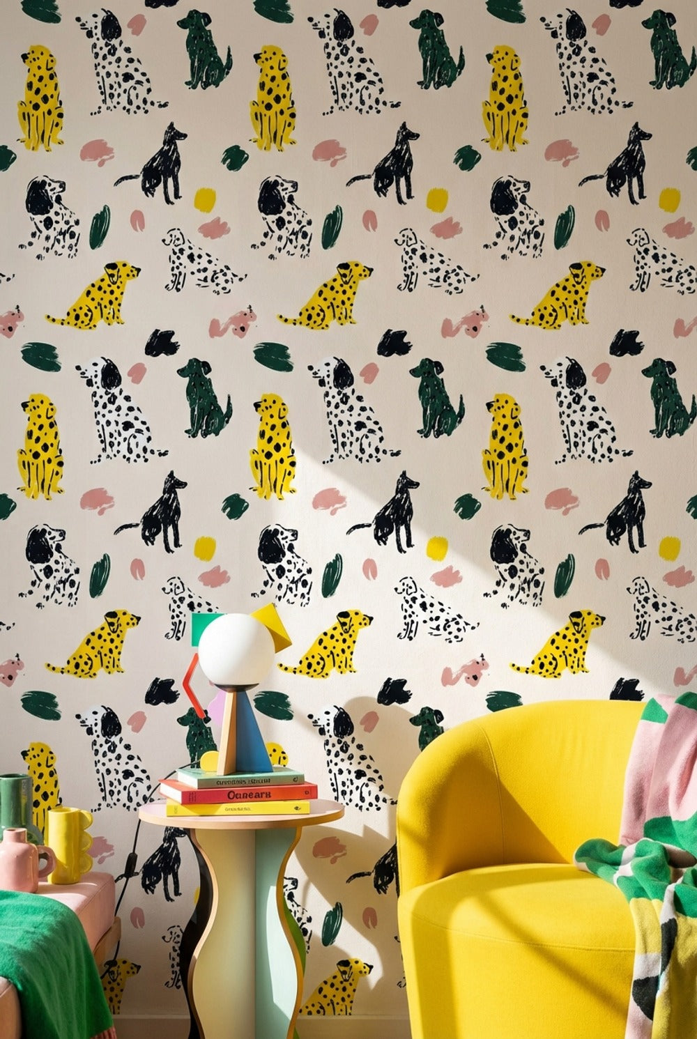 Dogs Wallpaper Abstract Vibrant Decorative Mural