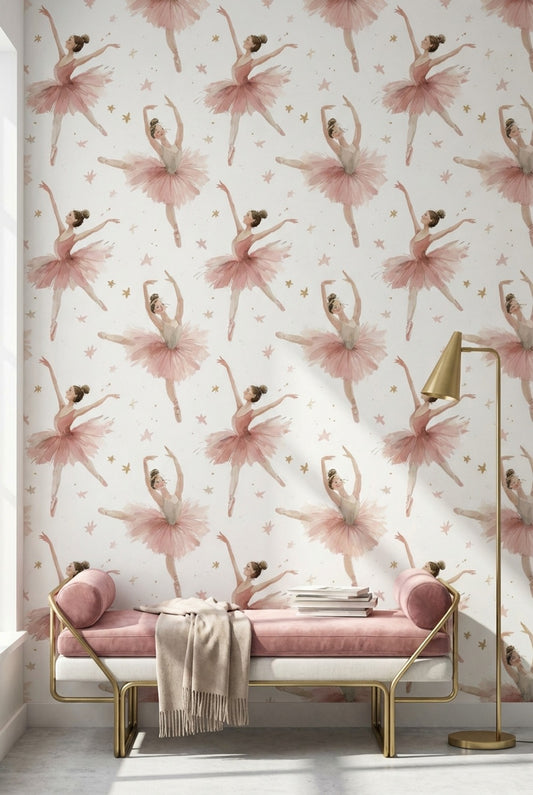 White Background Wallpaper Pink Dancer Wall Mural