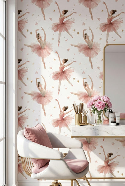 White Background Wallpaper Pink Dancer Wall Mural