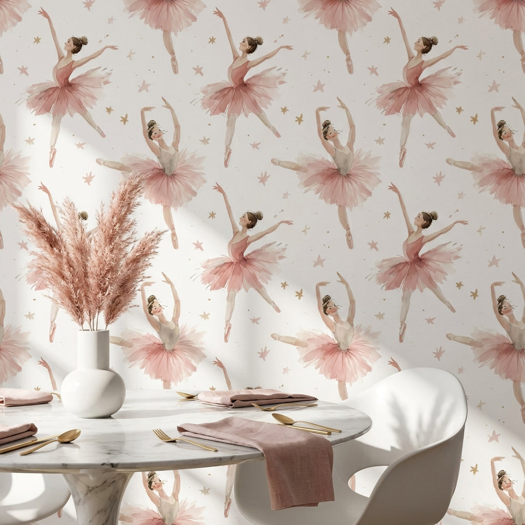 White Background Wallpaper Pink Dancer Wall Mural
