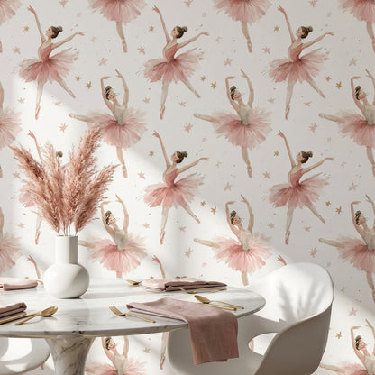 White Background Wallpaper Pink Dancer Wall Mural