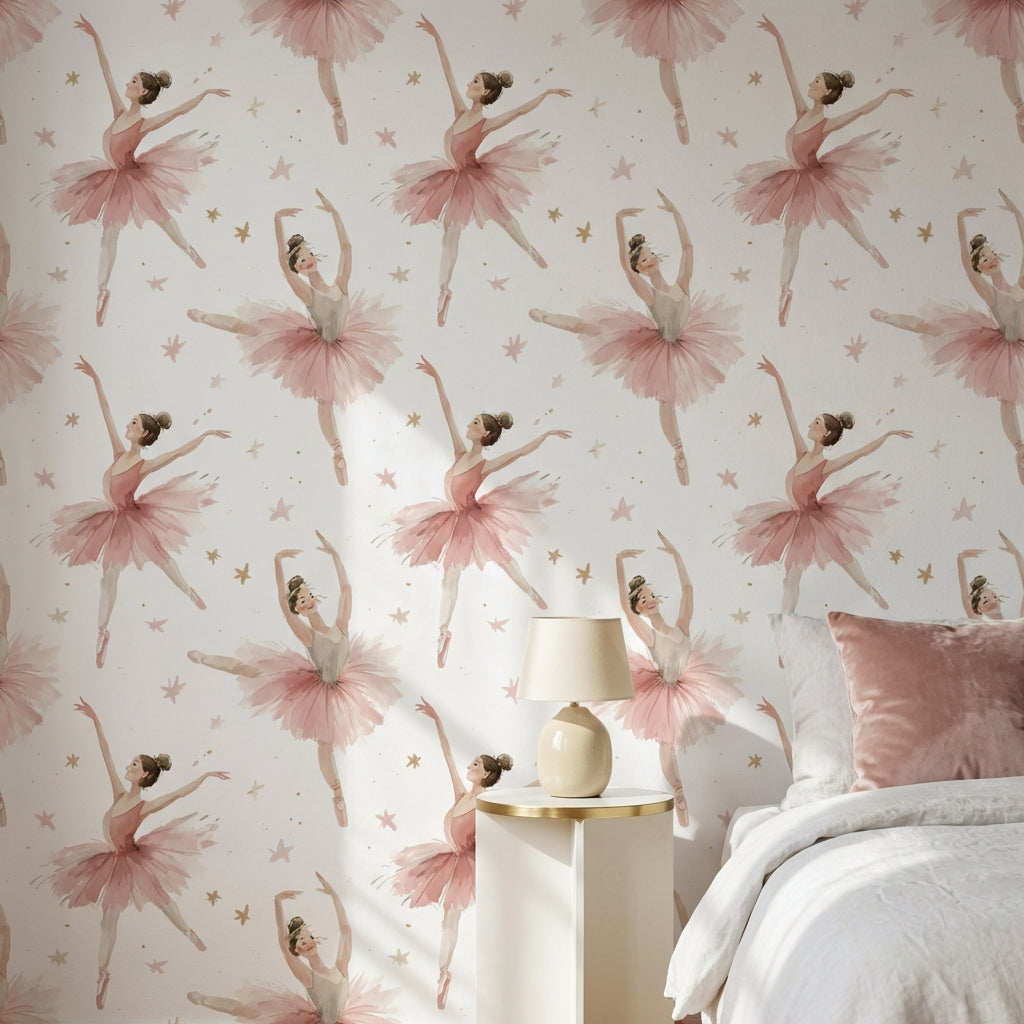 White Background Wallpaper Pink Dancer Wall Mural