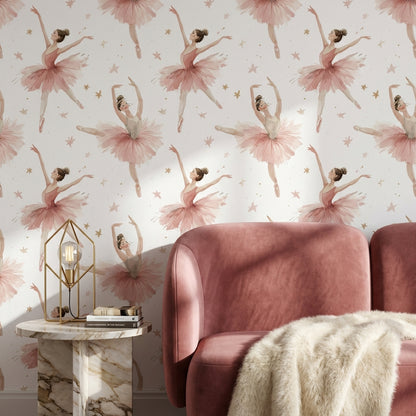 White Background Wallpaper Pink Dancer Wall Mural