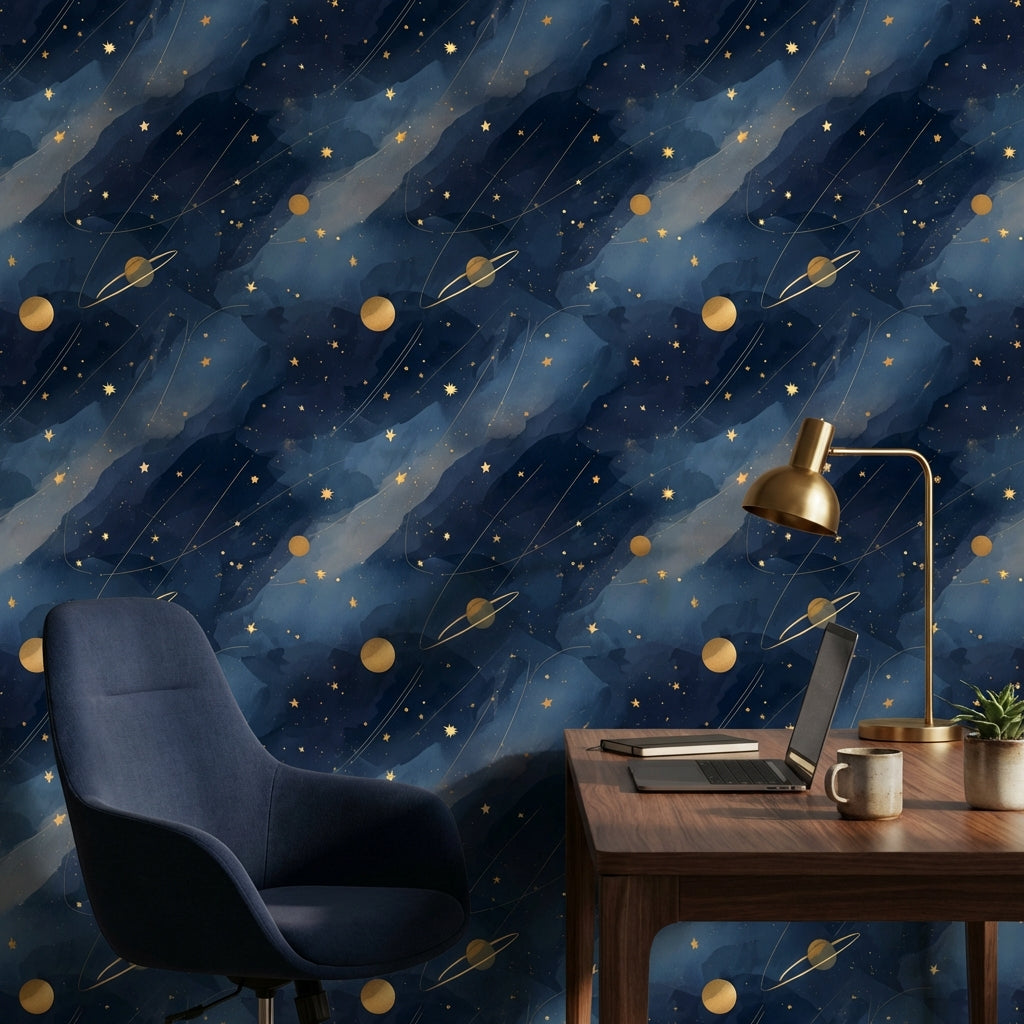 Cosmic Wallpaper Stars Planets Decorative Mural