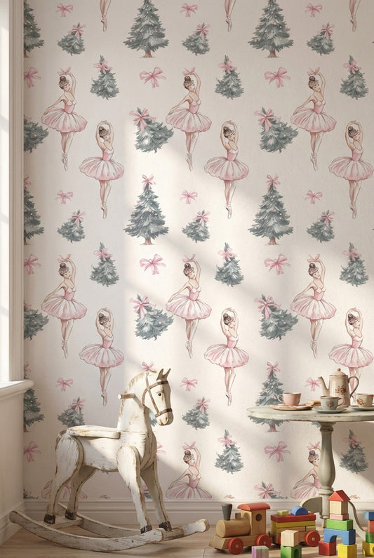 White Background Wallpaper Ballerina Romantic Wall Mural